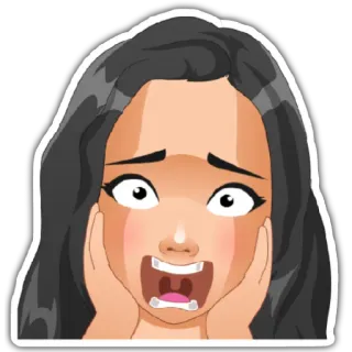 😨 emotion, fear, scared, woman, anime style, shock telegram sticker