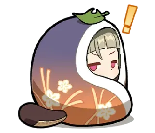 ❕ chibi, eggplant, cute, anime telegram sticker