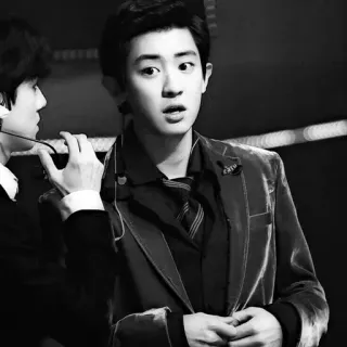 〰 Chanyeol kpop, exo, sänger, musiker, schwarz weiß, schauspieler telegram sticker