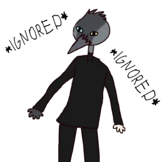 😔 IGNORED uccello, ignorato, figura, cartone animato telegram sticker