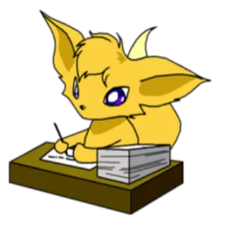 🖋 animal, bureau, bureau, travail, écriture, dessin animé, renard telegram sticker