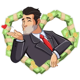 😘 деньги, бизнесмен, любовь, сердце, поцелуй, богатство, успех whatsapp sticker