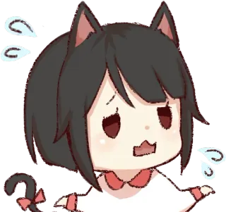 😓 Аниме, Девушка-кошка, Стикер, Каваий, Манга, Пот, Беспокойство telegram sticker