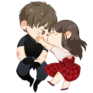 ❤️ desenho animado, amor, beijo, casal, fofo, menina, menino whatsapp sticker