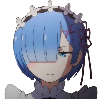 😠 Rem rem, anime, re zero, rambut biru, maid, karakter telegram sticker