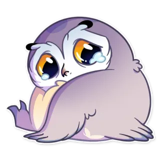 😢 burung hantu, sedih, menangis, burung, imut, kartun telegram sticker