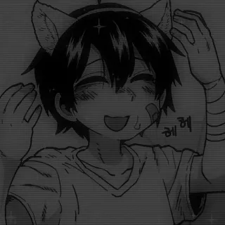 🖤 Anime, Orecchie da gatto, Cartone animato, Felice, Fascia, Ragazzo anime telegram sticker