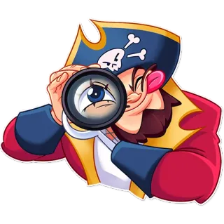 😑 pirat, cartoon, fernrohr, figur, meer, abenteuer telegram sticker