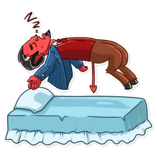 😴 diabo, sono, cama, demônio, vermelho, sonolento, sesta telegram sticker