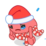 😢 triste, llorando, navidad, gorro de santa, dibujos animados, pegatina, festivo, personaje telegram sticker