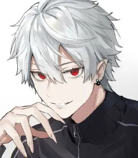 🤍 anime, vampire, white hair, red eyes, character, male, fantasy whatsapp sticker