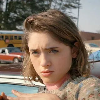 😑 Nancy Wheeler Stranger Things character, woman, serious, tv show, Nancy Wheeler, Stranger Things, actress telegram sticker