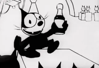 🖤 Felix the Cat 고양이, 만화, 빈티지, 흑백, 펠릭스 더 캣, 애니메이션 telegram sticker