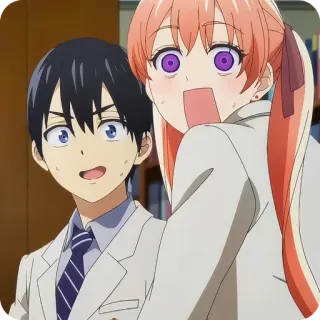 🙂 anime, couple, surprised, shocked, animation telegram sticker