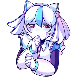 🫢 애니메이션, 고양이 귀, 로봇, 귀여운, 슬픈, 스티커 telegram sticker