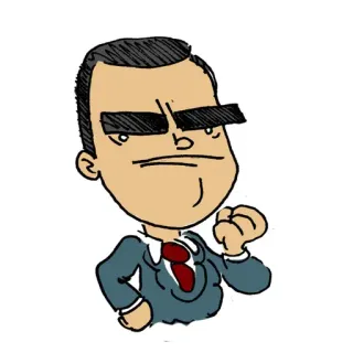 😠 Kreskówka, Mężczyzna, Zły, Garnitur, Czerwony krawat, Biznesmen telegram sticker