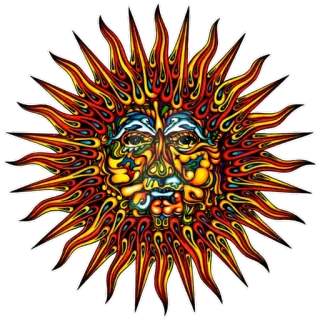 🔅 sun, face, psychedelic, art, flames, trippy telegram sticker