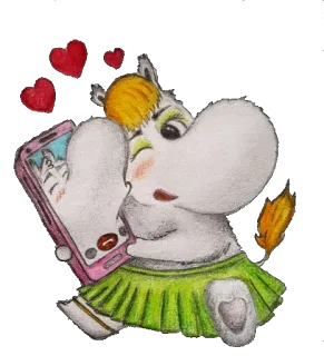 😘 Moomin moomin, kartun, imut, hati, unik whatsapp sticker