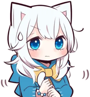 😥 Anime, Orelhas de gato, Fofo, Kawaii, Chibi, Preocupado, Desenho animado, Ilustração telegram sticker