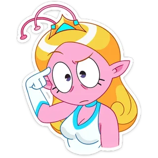 ☝️ Dibujos animados, Alien, Princesa, Pensando, Confundido, Animado telegram sticker