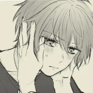 😟 Anime, Manga, Chłopak, Smutny, Ilustracja, Emocjonalny telegram sticker