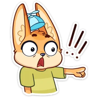 😳 лиса, мультфильм, расстроен, указывает, животное, персонаж telegram sticker