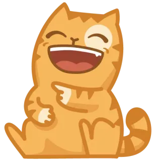 😃 кот, рыжий полосатый кот, счастливый, улыбающийся, милый, мультяшный telegram sticker