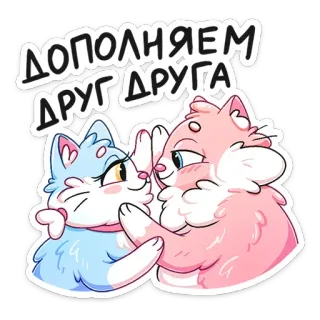 ❤️ ДОПОЛНЯЕМ ДРУГ ДРУГА кошки, любовь, дружба, милые, вместе, добрый, животные whatsapp sticker