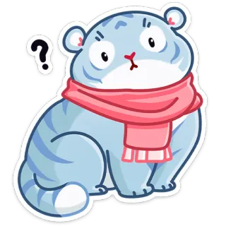 ❓ เสือ, สัตว์, แมว, น่ารัก, ผ้าพันคอ, คำถาม telegram sticker
