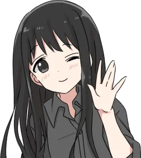 👋 аниме, девушка, машет, мультфильм, персонаж telegram sticker