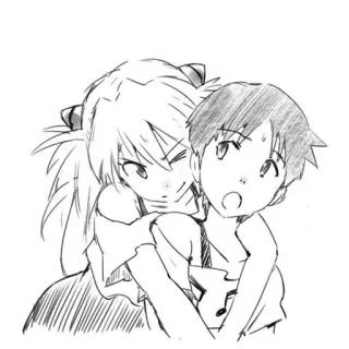 👾 anime, characters, drawing, sketch, illustration telegram sticker
