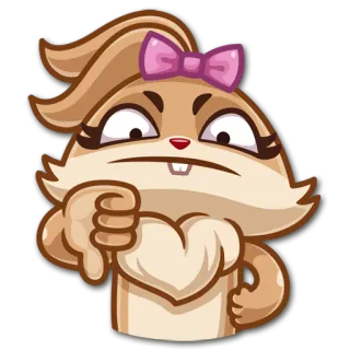 👎 desenho animado, coelho, polegar para baixo, desaprovação, negativo telegram sticker