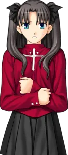 😧 Rin Tohsaka Fate/stay night Anime, Chica, Adolescente, Uniforme escolar, Tsundere whatsapp sticker