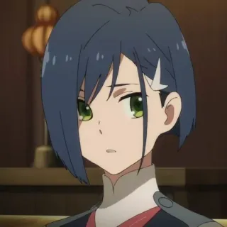 🐚 Ichigo Darling in the Franxx anime, character, Ichigo, Darling in the Franxx, blue hair, portrait telegram sticker
