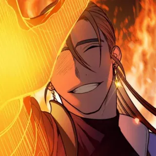 💥 Manhwa, Anime, fogo, cabelo comprido, brincos telegram sticker