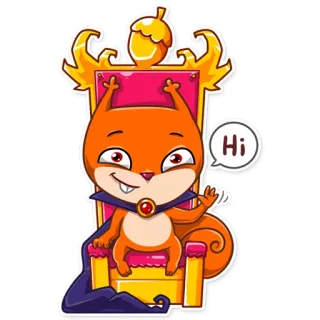 👋 Hi wiewiórka, kreskówka, zwierzę, cześć, powitanie, słodki, siedzący telegram sticker