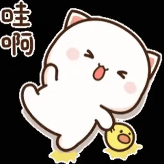 😆 哇啊 gatto, kawaii, carino, cartone animato, adesivo, animale telegram sticker