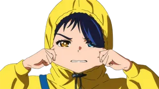 😬 アニメ, 女の子, 漫画, 表情, 黄色, パーカー whatsapp sticker