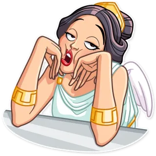 🙄 entediado, anjo, asas, desenho animado, mulher, grego, mitologia telegram sticker