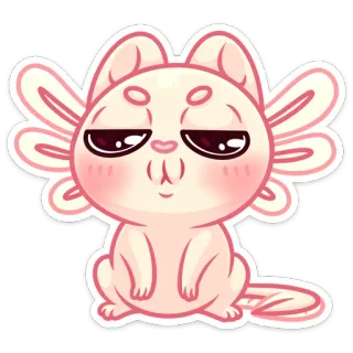 😒 kot, aksolotl, naklejka, słodki, kawaii, kreskówka whatsapp sticker