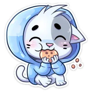 😋 kot, ciastko, słodki, naklejka, kreskówka, zwierzę whatsapp sticker