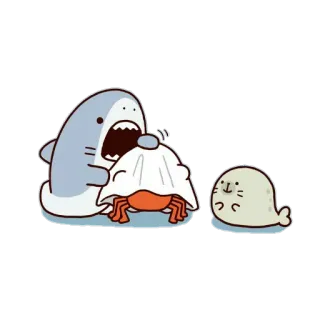 🙂 サメ, アザラシ, カニ, 動物, かわいい, 漫画 telegram sticker