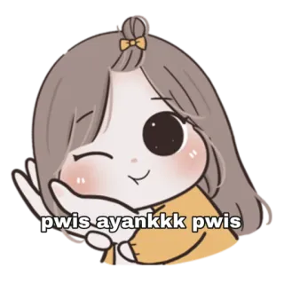 😁 pwis ayankkk pwis น่ารัก, การ์ตูน, ผู้หญิง, น่ารัก, คาวาอิ, ทักทาย, อินโดนีเซีย telegram sticker