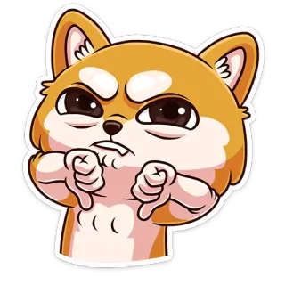 👎 cão, polegar para baixo, desgostar, emoji, adesivo telegram sticker