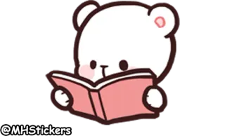🤓 @MHStickers sticker, cartoon, bear, reading, book whatsapp sticker