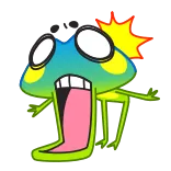 😱 rana, cartone animato, scioccato, sorpreso, urlare, esclamazione, espressione, animale telegram sticker