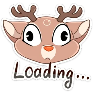 🤔 Loading... กวาง, การ์ตูน, กำลังโหลด, สัตว์, เขา telegram sticker