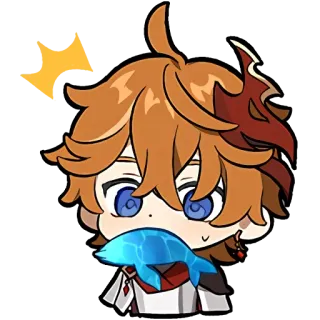 🌸 Tartaglia Genshin Impact anime, game, chibi, character, genshin impact, tartaglia telegram sticker