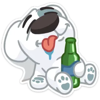 🍻 animal, borracho, cerveza, dibujo animado, conejo, fiesta, dormilón whatsapp sticker