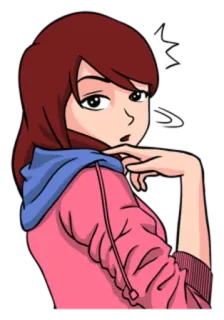 😟 Cartone animato, Donna, Donna, Ragazza, Felpa con cappuccio whatsapp sticker
